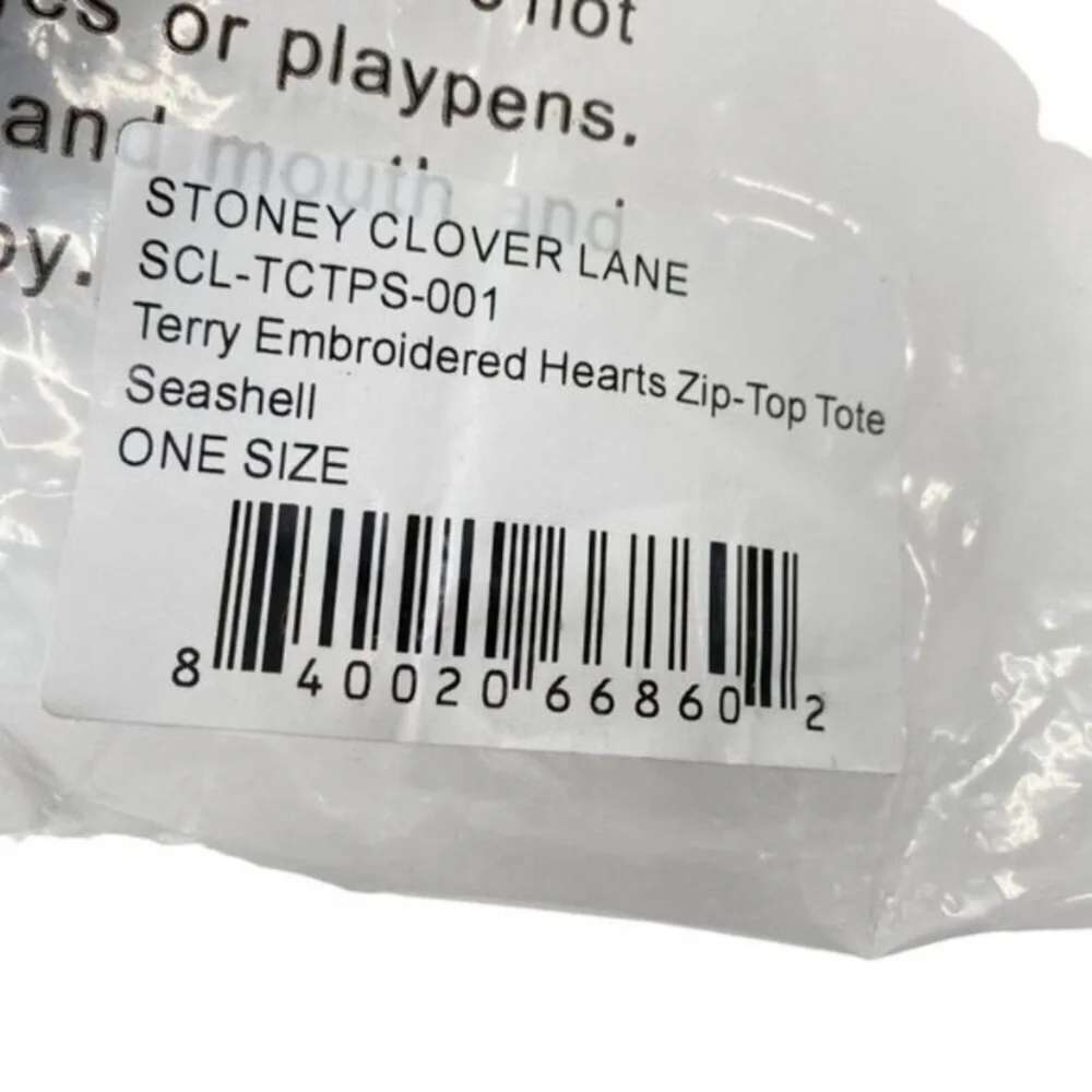 Stoney Clover Lane Terry Embroidered Hearts Zip Top Tote Bag